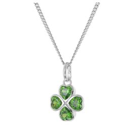 trendor 21093 Necklace with Clover Pendant Silver 925 Green Cubic Zirconia