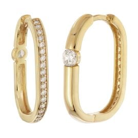 trendor 21140 Women's Hoop Earrings Gold Plated 925 Silver With Cubic Zirconia