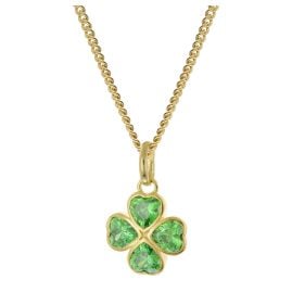 trendor 21144 Girls Necklace Gold Plated 925 Silver With Clover Pendant