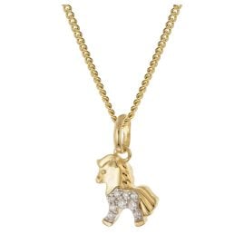 trendor 21146 Children's Necklace Gold Plated 925 Silver With Horse Pendant