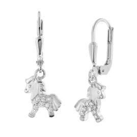 trendor 21145 Girls Drop Earrings Horse 925 Silver Cubic Zirconia