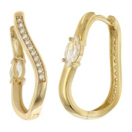 trendor 21153 Damen-Ohrringe 925 Silber Vergoldet Creolen mit Zirkonia