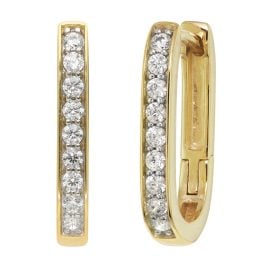 trendor 21155 Women's Hoop Earrings 333/8K Gold With Cubic Zirconia