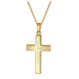 trendor 21160 Cross Pendant Gold 333/8K with Gold-Plated Men's Silver Chain