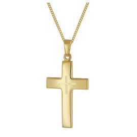 trendor 21162 Men's Cross Pendant Gold 585 (14K) on Gold-Plated Silver Chain