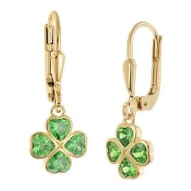 trendor 21154 Children's Drop Earrings Clover Gold Plated 925 Sterling Silver