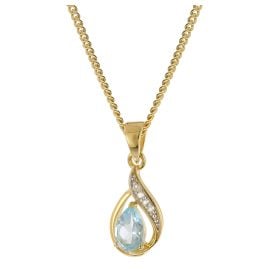 trendor 21186 Gold-Anhänger Blautopas 333/8K mit vergoldeter Silberkette