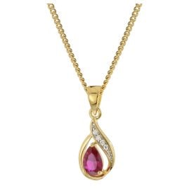trendor 21187 Women's Pendant 333 Gold Synthetic Ruby ​​On A Gold-Plated Chain