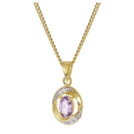 trendor 21188 Damen-Anhänger Amethyst Gold 333/8K mit vergoldeter Silberkette