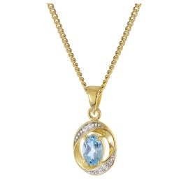 trendor 21189 Gold Anhänger 333/8K mit Blautopas an vergoldeter Silberkette