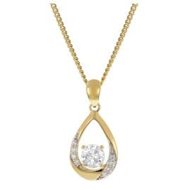 trendor 21194 Damen Gold Anhänger 333 mit Zirkonia an vergoldeter Silberkette