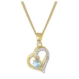 trendor 21196 Damen Herzanhänger 333 Gold mit Topas an vergoldeter Halskette
