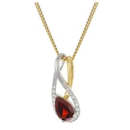 trendor 21201 Gold-Anhänger 333/8K mit Granat/Topas an vergoldeter Silberkette