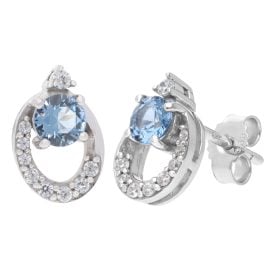 trendor 21184 Ohrringe Weißgold 333 Ohrstecker mit synthetischem Aquamarin