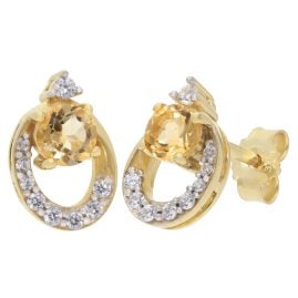 trendor 21181 Damen-Ohrringe Gold 333 / 8K Ohrstecker Citrin