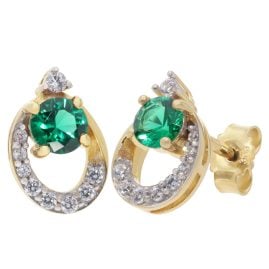 trendor 21182 Damen-Ohrringe Gold 333 / 8K Ohrstecker mit Smaragd