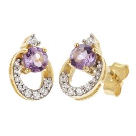 trendor 21180 Damen-Ohrringe Gold 333 / 8K Ohrstecker mit Amethyst