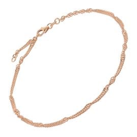 trendor 21233 Fußkette 925 Silber Rosé Vergoldet Singapur-Muster Breite 2,4 mm