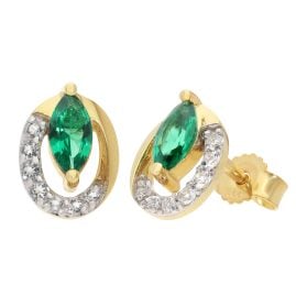 trendor 21175 Damen-Ohrringe Gold 333 / 8K Ohrstecker Smaragd