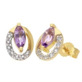 trendor 21174 Damen-Ohrringe Gold 333 / 8K Ohrstecker Amethyst und Topase