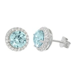 trendor 21318-03 Women's Stud Earrings 925 Silver Swiss Blue Cubic Zirconia