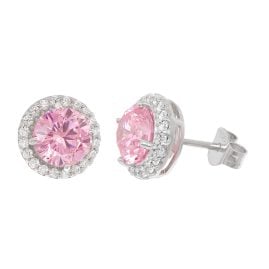 trendor 21318-09 Women's Stud Earrings 925 Silver Pink Cubic Zirconia