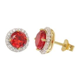 trendor 21322-10 Women's Stud Earrings Gold-Plated 925 Silver Orange-Red