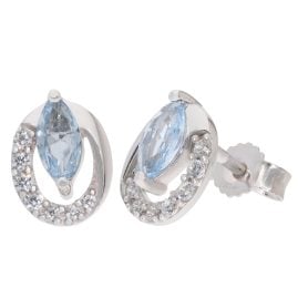 trendor 21177 Damen-Ohrringe Weißgold 333 / 8K Ohrstecker mit Aquamarin