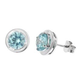 trendor 21326-03 Damen-Ohrringe 925 Silber Ohrstecker Zirkonia Swiss Blau
