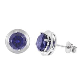 trendor 70-1049-06 Women's Stud Earrings 925 Silver Blue Cubic Zirconia
