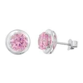 trendor 21326-09 Damen-Ohrringe 925 Silber Zirkonia-Ohrstecker Pink