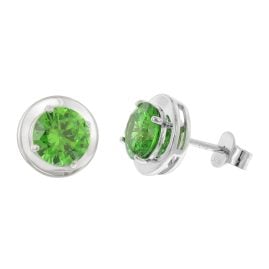 trendor 21326-11 Women's Stud Earrings 925 Silver Green Cubic Zirconia