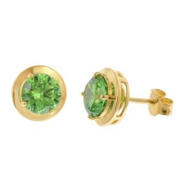 trendor 21334-11 Damen-Ohrstecker 925 Silber Vergoldet Zirkonia Smaragdgrün