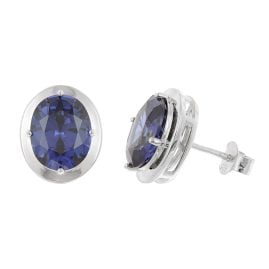trendor 21340-06 Damen-Ohrringe 925 Silber Zirkonia-Ohrstecker Tanzanitblau