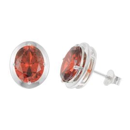trendor 21340-07 Damen-Ohrringe 925 Silber Zirkonia Padparadscha-Rot