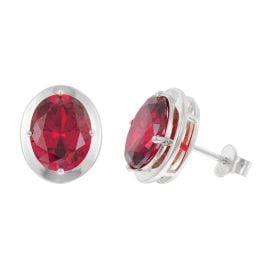 trendor 21340-08 Damen-Ohrringe 925 Silber Zirkonia-Ohrstecker Rubinrot
