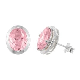 trendor 21340-09 Damen-Ohrringe 925 Silber Ohrstecker Zirkonia Pink