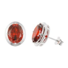 trendor 70-1051-16 Women's Earrings 925 Silver Cubic Zirconia Garnet Red