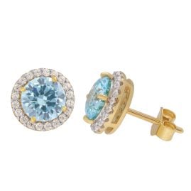 trendor 21360-02 Damen-Ohrstecker 925 Silber Vergoldet Zirkonias Hellblau