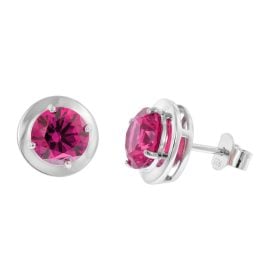 trendor 21362-08 Women's Stud Earrings 925 Silver Ruby Red Cubic Zirconia