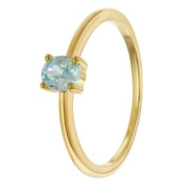 trendor 21370-03 Damenring 333 Gold (8k) Ovaler Zirkonia Hellblau