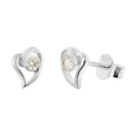 trendor 21404-01 Damen Ohrringe 925 Silber Ohrstecker Herz Mit Zirkonia