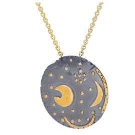 trendor 21452 Ladies' Necklace Sky Disc Of Nebra Silver Black/Gold ⌀25 mm