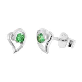 trendor AC8866-11 Women's Stud Earrings 925 Silver Heart Green