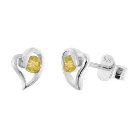 trendor 21404-13 Women's Earrings 925 Silver Heart Cubic Zirconia Yellow