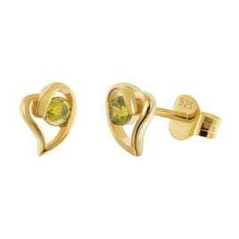 trendor 21412-19 Women's Stud Earrings 925 Silver Gold-Plated Heart Olive