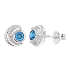 trendor 21422-05 Damen Ohrringe 925 Silber Ohrstecker Zirkonia Saphir-Blau