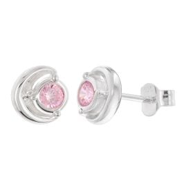 trendor 21422-09 Damen Ohrringe 925 Silber Ohrstecker Zirkonia Pink