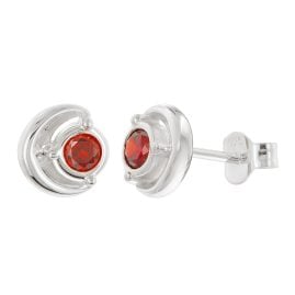 trendor 21422-16 Damen Ohrringe 925 Silber Ohrstecker Zirkonia Granatrot