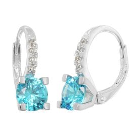 trendor 21354-03 Damen-Ohrringe 925 Silber Creolen Zirkonia Swiss Blau